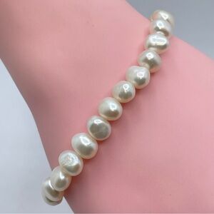 Freshwater Pearl Stretch Bracelet Baroque White Pearl Classic Elegant